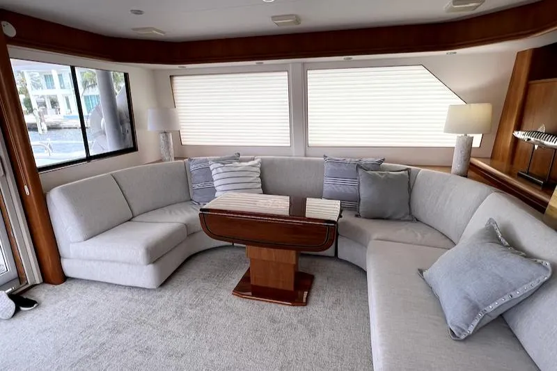 Slide: The Image of Luxurious interior of 2003 West Bay 68 yacht with elegant seating and modern decor. - 7
