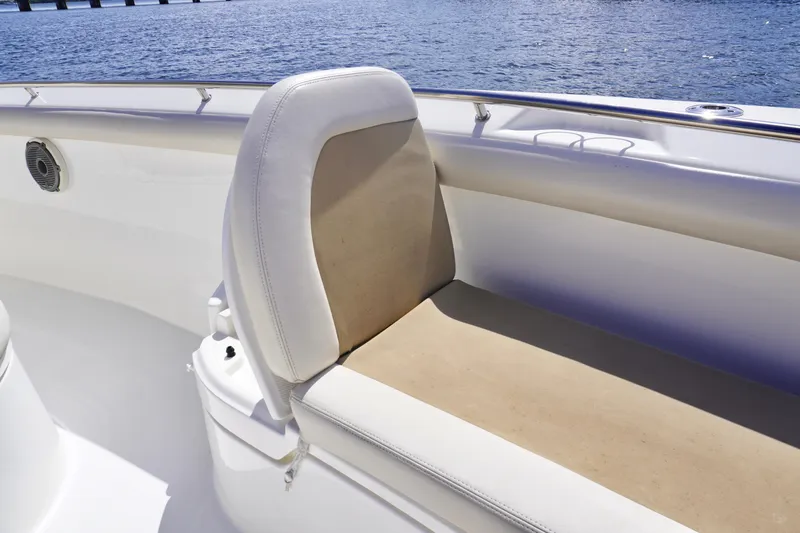 Slide: The Image of 2020 Boston Whaler 350 Outrage boat seating area with ocean view. - 10