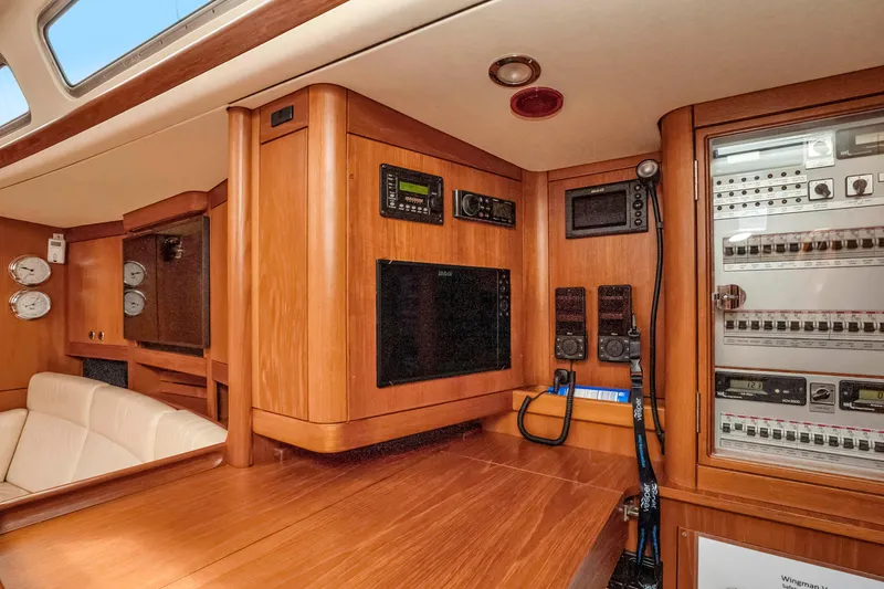 Slide: The Image of Interior of 2001 Nautor Swan 48 yacht with navigation and control panels. - 46