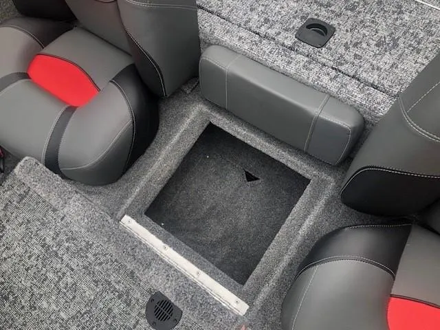 Slide: The Image of 2025 Tracker Pro Team 175 TXW boat interior with storage compartment. - 22