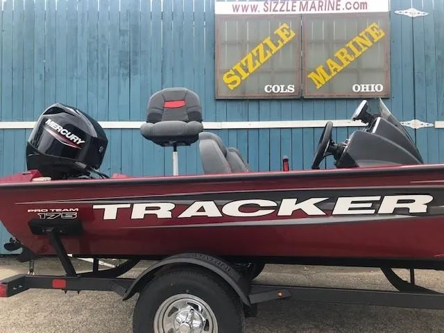 Slide: The Image of 2025 Tracker Pro Team 175 TXW fishing boat with Mercury engine at Sizzle Marine, Ohio. - 3