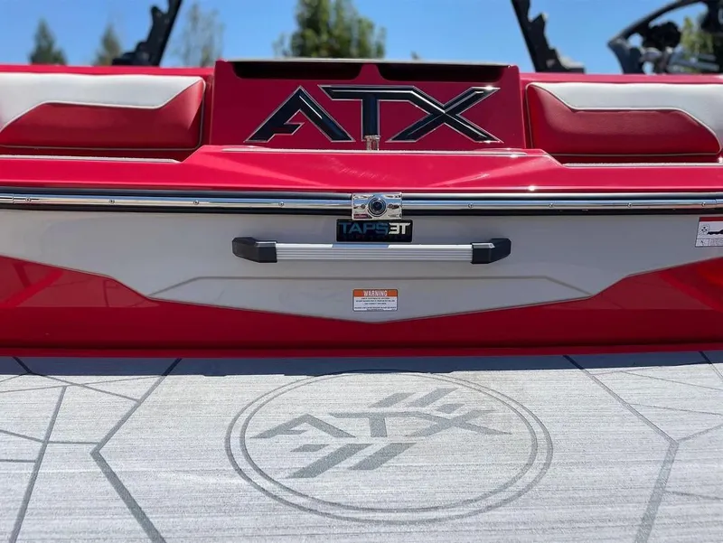 Slide: The Image of 2024 ATX 20 Type-S boat rear view with TAPSET feature and logo. - 14