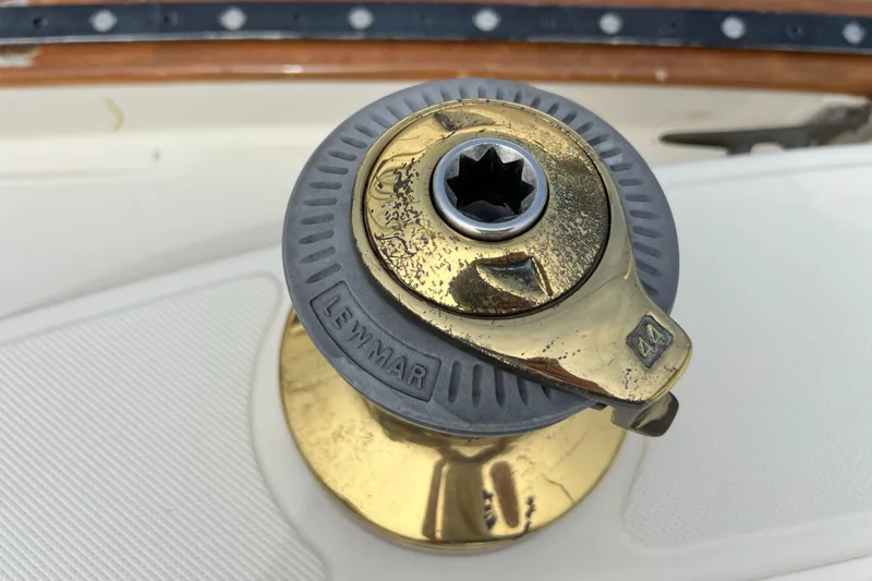 Slide: The Image of Close-up of a Lewmar winch on a 1994 Pacific Seacraft 34 sailboat. - 18