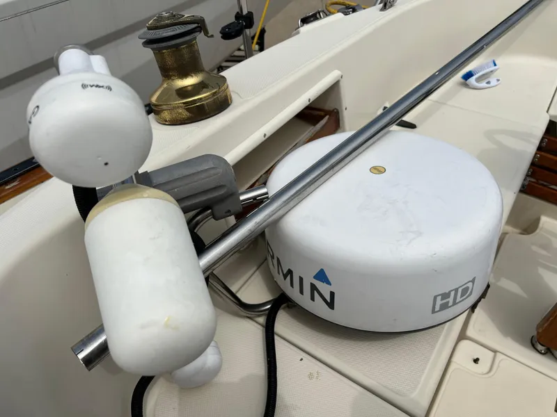 Slide: The Image of Garmin HD radar on 1994 Pacific Seacraft 34 sailboat deck. - 29