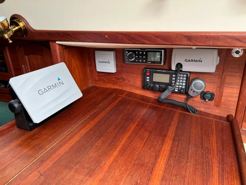 Slide: The Image of Navigation station on a 1994 Pacific Seacraft 34 with Garmin electronics. - 41