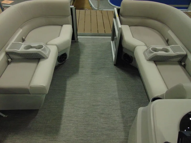 Slide: The Image of 2024 Godfrey Xperience 1880 FX 25 in. Package interior seating area with cup holders. - 7