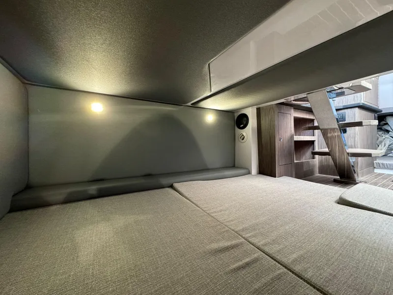 Slide: The Image of Interior cabin of 2025 Ranieri CAYMAN 38.0 EXECUTIVE with modern design and cozy lighting. - 37