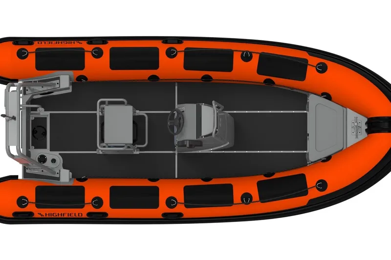 Slide: The Image of Aerial view of Highfield Patrol 500 boat, 2026 model. - 9