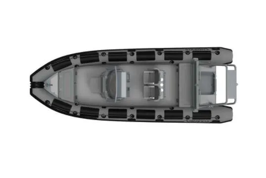 Slide: The Image of Highfield Patrol 660 boat 2026 on the sea with lighthouse. - 2