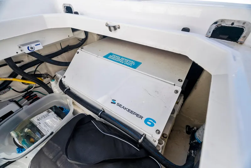 Slide: The Image of 2022 HCB Suenos boat featuring a Seakeeper 6 stabilizer system in the engine compartment. - 35