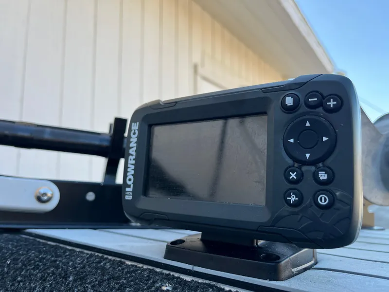 Slide: The Image of Lowrance fish finder on a 1990 Bass Tracker Pro 17 boat. - 35