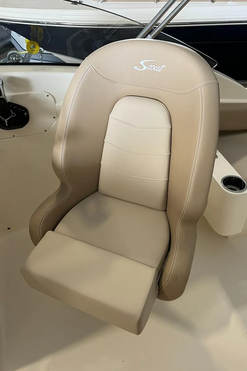 Slide: The Image of 2024 Scout 215 Dorado boat seat in beige leather. - 11