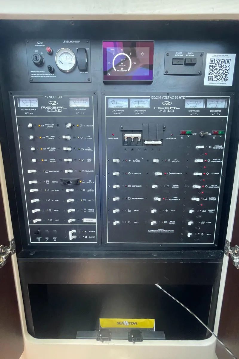 Slide: The Image of Electrical control panel of a 2019 Regal 42 Grande Coupe yacht. - 17