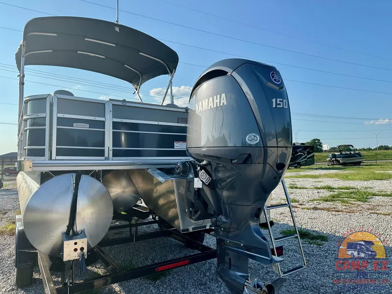 Slide: The Image of 2025 South Bay 224FCR LE pontoon boat with Yamaha 150 outboard motor. - 5