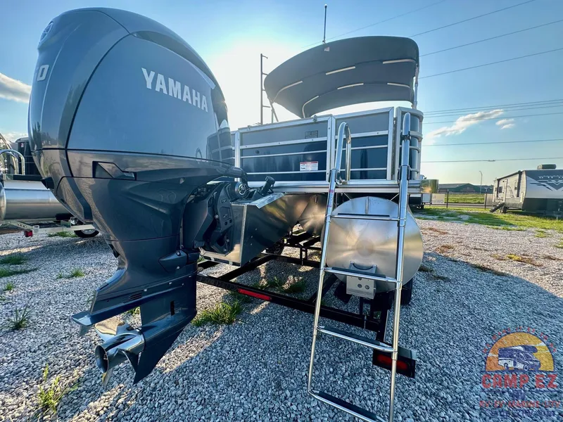 Slide: The Image of 2025 South Bay 224FCR LE pontoon boat with Yamaha outboard motor. - 7