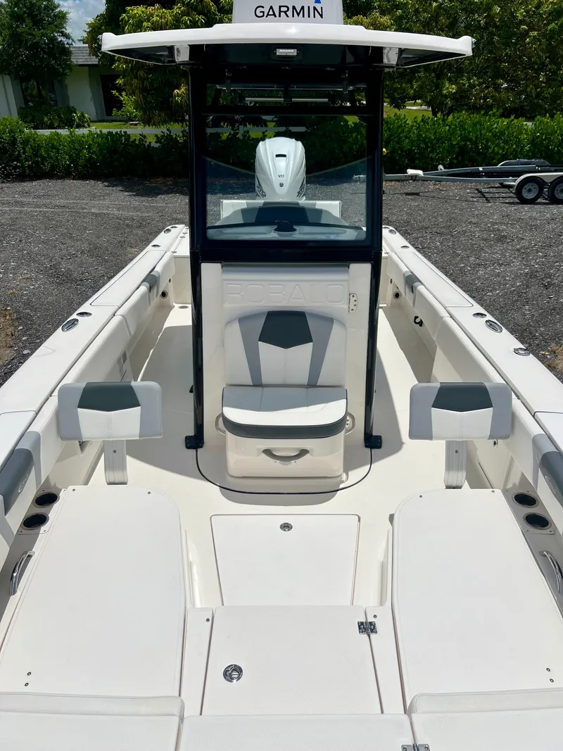 Slide: The Image of 2022 Robalo 266 Cayman center console boat with Garmin electronics. - 34