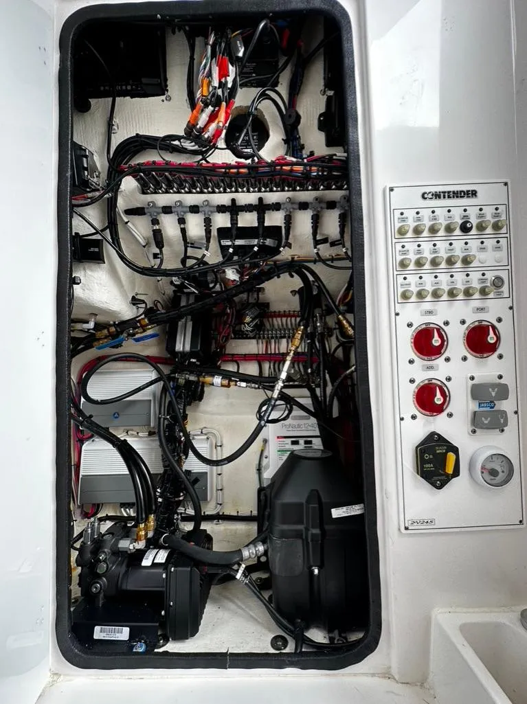 Slide: The Image of Electrical panel and wiring of a 2019 Contender 32 ST boat. - 7