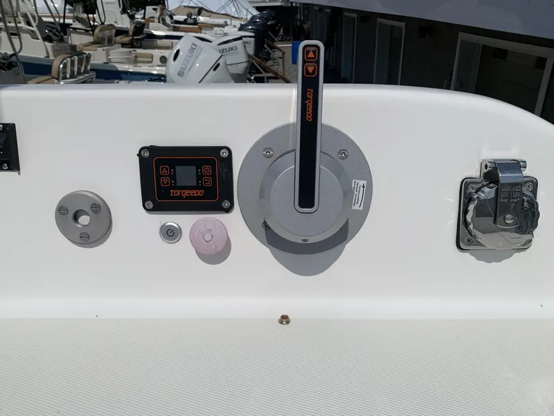 Slide: The Image of Control panel of a 2017 Sparkman & Stephens 30 boat with Torqeedo throttle. - 14