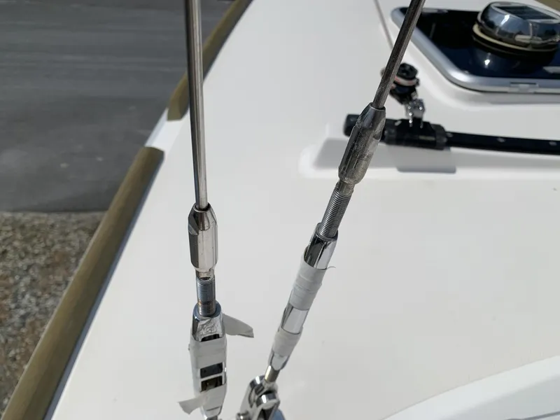 Slide: The Image of Close-up of rigging on a 2017 Sparkman & Stephens 30 sailboat deck. - 6