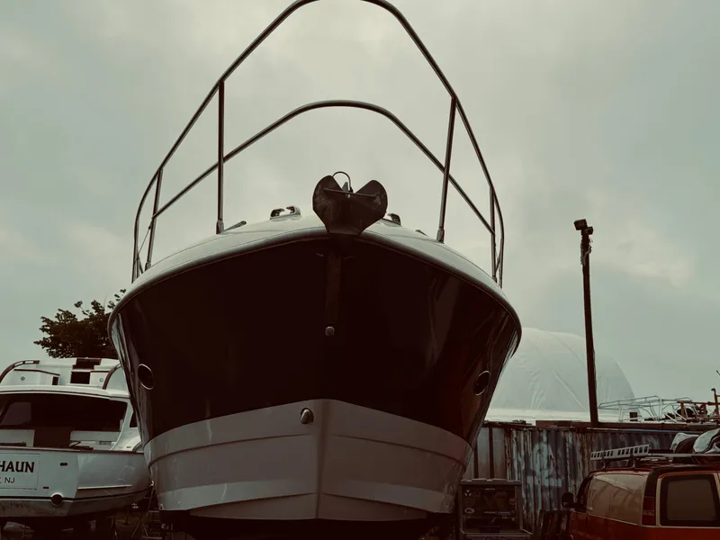 Slide: The Image of 2009 Azimut Atlantis 50 yacht on dry dock, front view. - 10