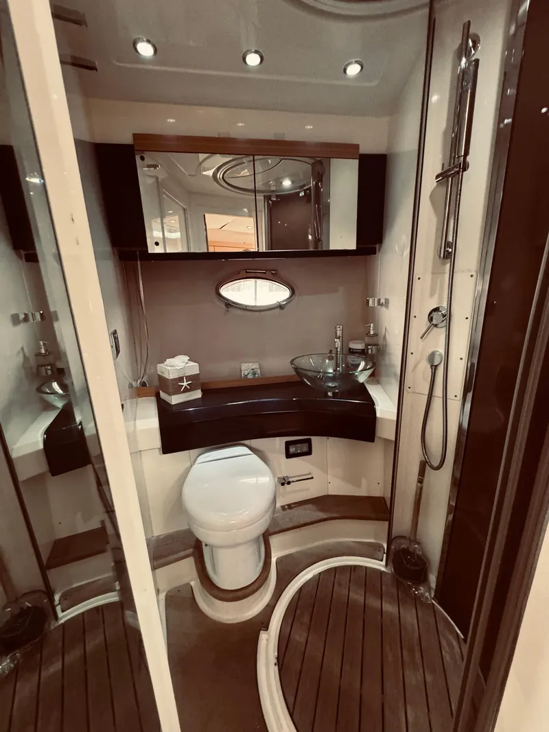 Slide: The Image of Luxurious bathroom in 2009 Azimut Atlantis 50 yacht with modern fixtures. - 30