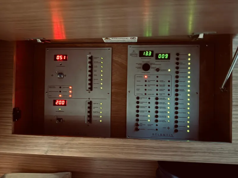 Slide: The Image of Control panel of a 2009 Azimut Atlantis 50 yacht with illuminated indicators. - 31