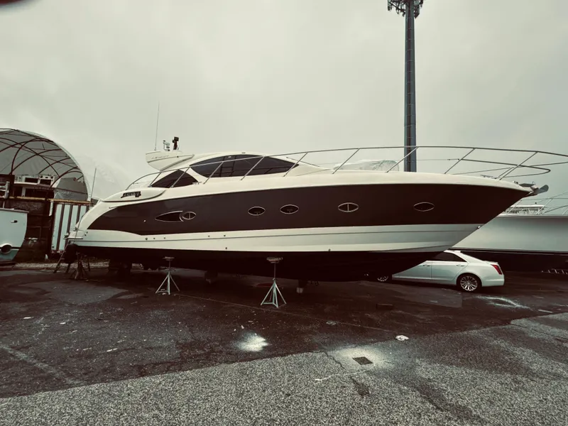 Slide: The Image of 2009 Azimut Atlantis 50 yacht on dry dock for maintenance. - 8