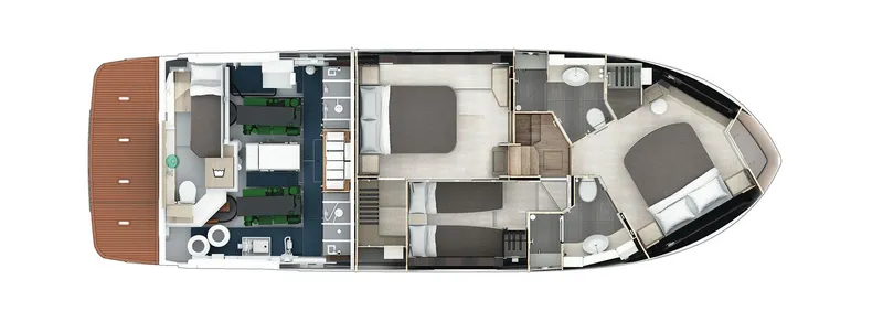 Slide: The Image of Top view of 2025 Absolute 48 Navetta yacht interior layout. - 19