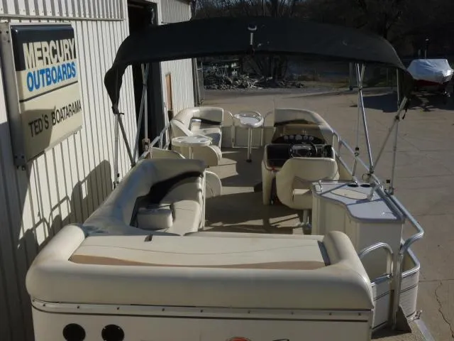 Slide: The Image of 2005 Sun Tracker Party Barge 27 I/O pontoon boat with canopy at Ted's Boatarama. - 22