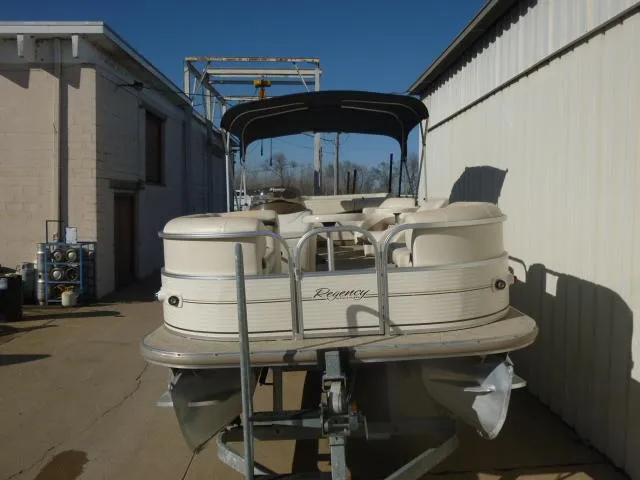 Slide: The Image of 2005 Sun Tracker Party Barge 27 I/O pontoon boat on trailer. - 6