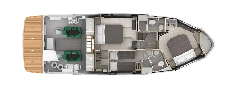 Slide: The Image of Top view of 2025 Absolute 47 Fly yacht interior layout. - 3