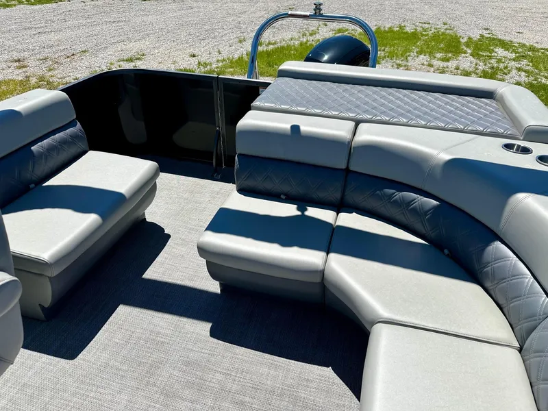 Slide: The Image of 2024 Massimo Marine P24-Limited Max boat interior with luxurious seating. - 12