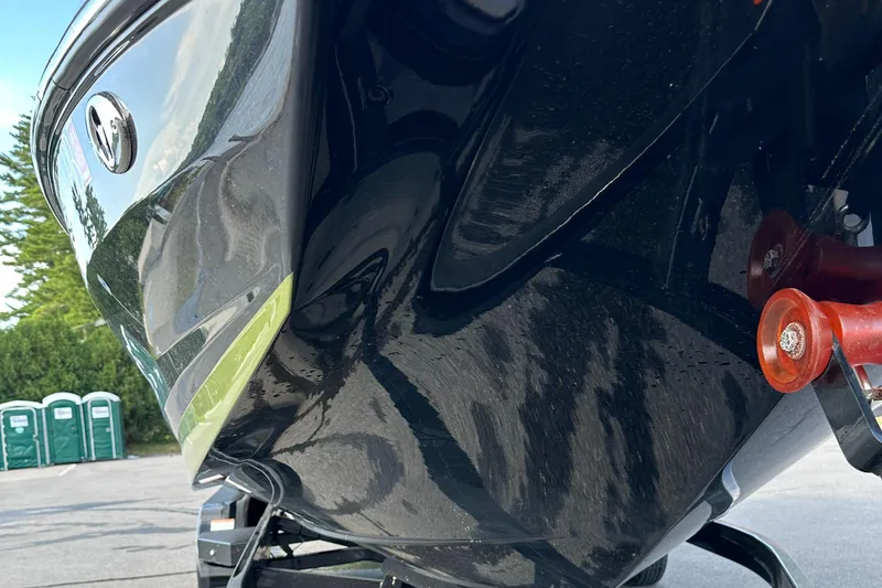 Slide: The Image of 2023 MasterCraft NXT 22 boat hull close-up. - 17