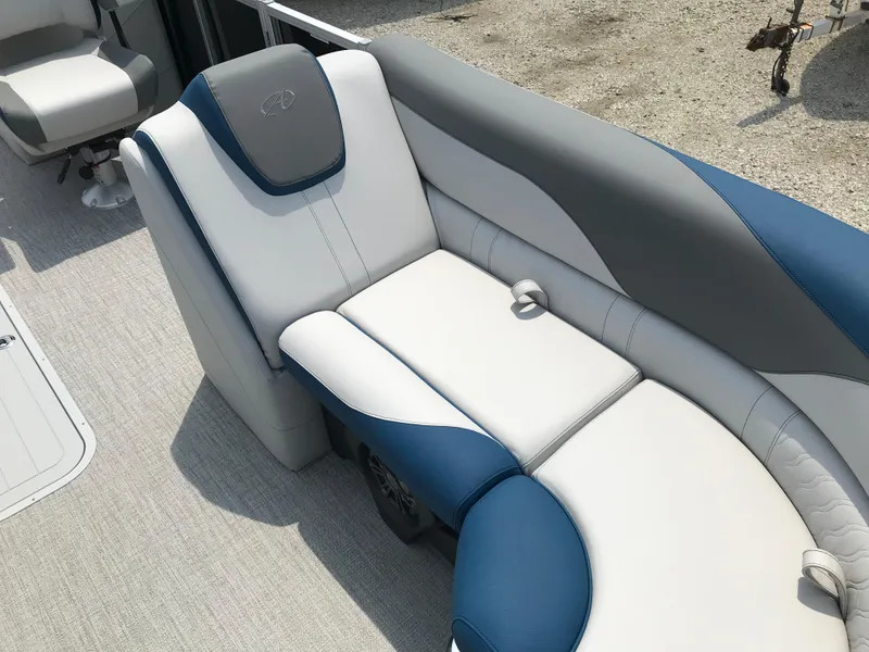 Slide: The Image of 2025 Avalon LSZ Quad Lounger boat interior with luxurious seating and modern design. - 10