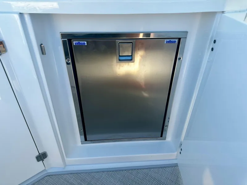 Slide: The Image of Stainless steel refrigerator on 2021 Monterey 335 Sport Yacht. - 17