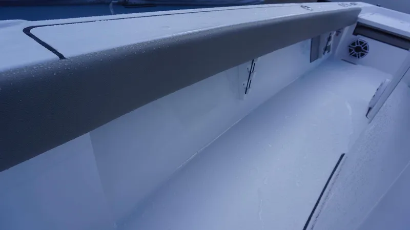 Slide: The Image of 2025 Sportsman 267 Masters boat interior with sleek design and modern features. - 17