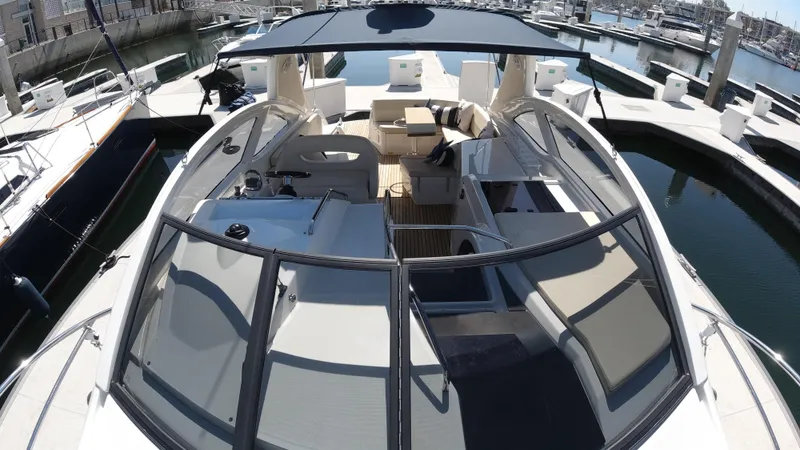 Slide: The Image of 2016 Beneteau GT35 yacht with spacious deck and modern amenities docked at marina. - 11