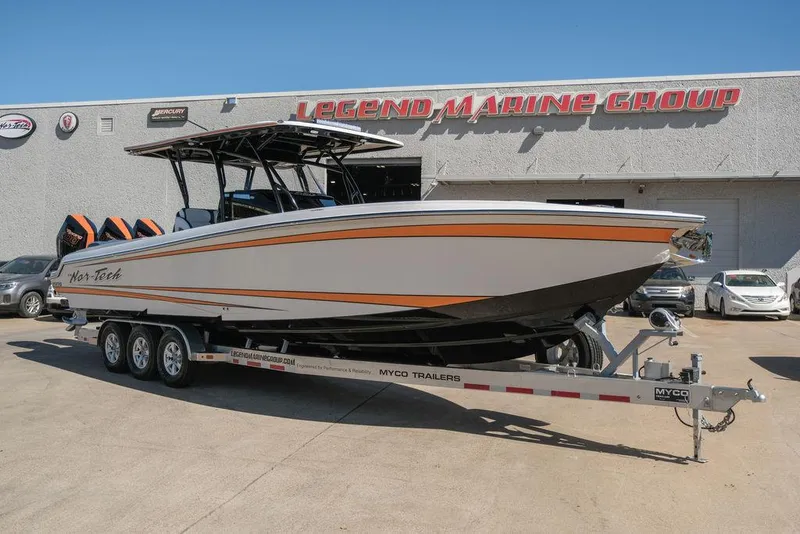 The Image of 2024 Nor-Tech 340 Sport boat on trailer at Legend Marine Group. - 1