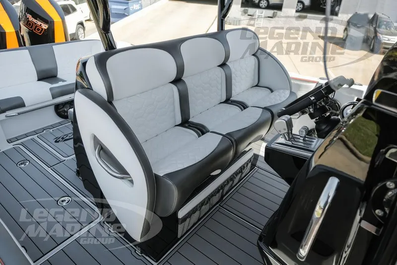 Slide: The Image of 2024 Nor-Tech 340 Sport boat interior with sleek seating and modern design. - 21