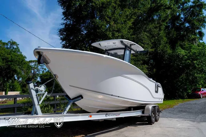 Slide: The Image of 2025 Sea Fox 268 Commander Center Console boat on trailer. - 1