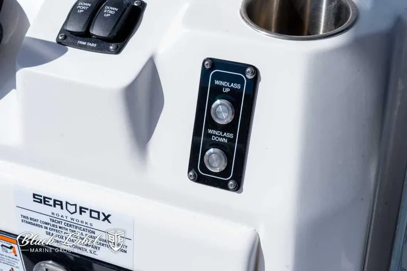 Slide: The Image of Close-up of 2025 Sea Fox 268 Commander Center Console controls. - 19