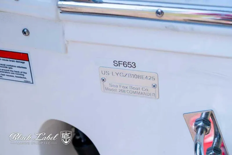 Slide: The Image of 2025 Sea Fox 268 Commander Center Console boat identification plate - 4