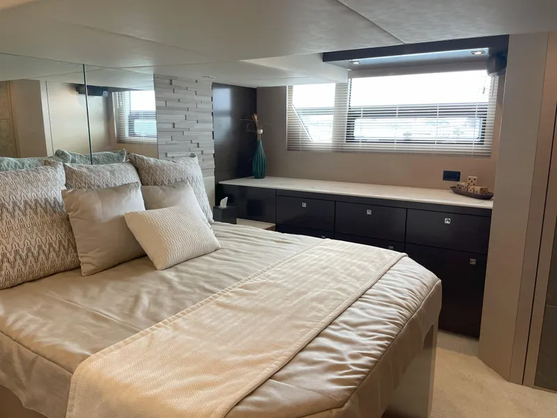 Slide: The Image of Luxurious bedroom interior of 2021 Cruisers Yachts 54 Cantius with modern decor. - 23