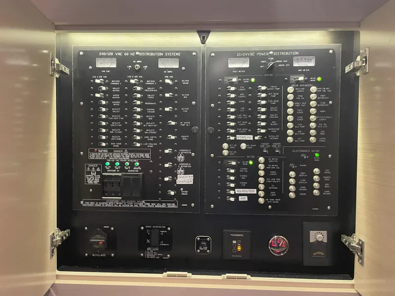 Slide: The Image of Electrical control panel inside 2021 Cruisers Yachts 54 Cantius. - 5