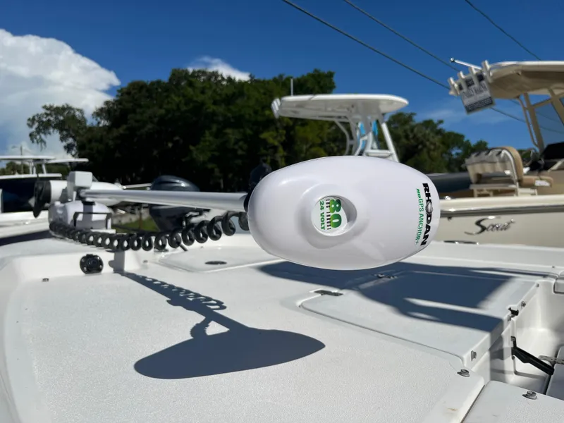 Slide: The Image of 2015 Sea Fox 220 Viper boat with trolling motor on deck. - 3