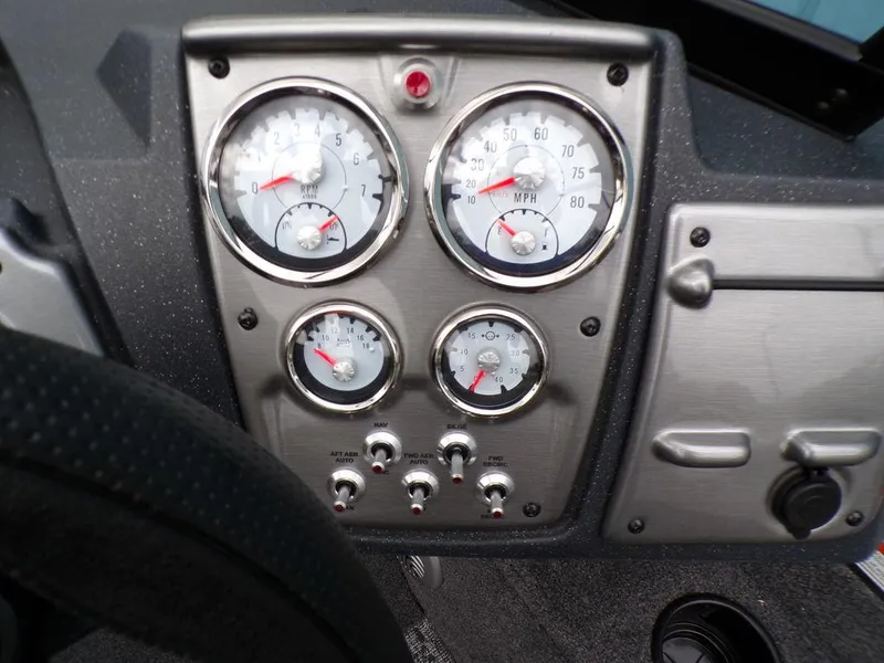 Slide: The Image of Dashboard of 2025 Tracker Pro Guide™ V-175 Combo boat with gauges and controls. - 12