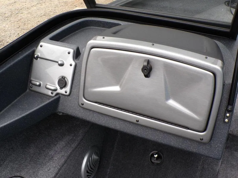 Slide: The Image of 2025 Tracker Pro Guide V-175 Combo boat dashboard with storage compartment. - 17