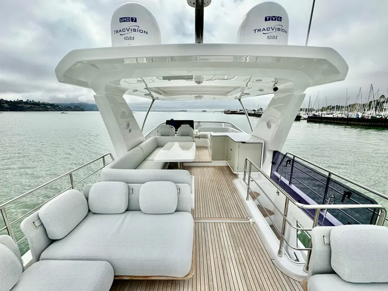 Slide: The Image of Luxurious 2024 Azimut Fly 60 yacht with spacious deck and modern seating. - 35