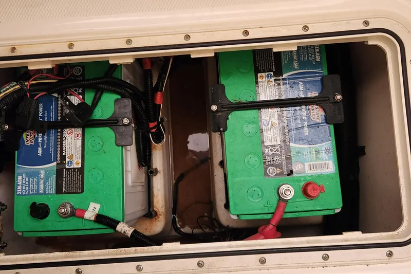 Slide: The Image of Battery compartment of a 2014 Boston Whaler 350 Outrage boat. - 42