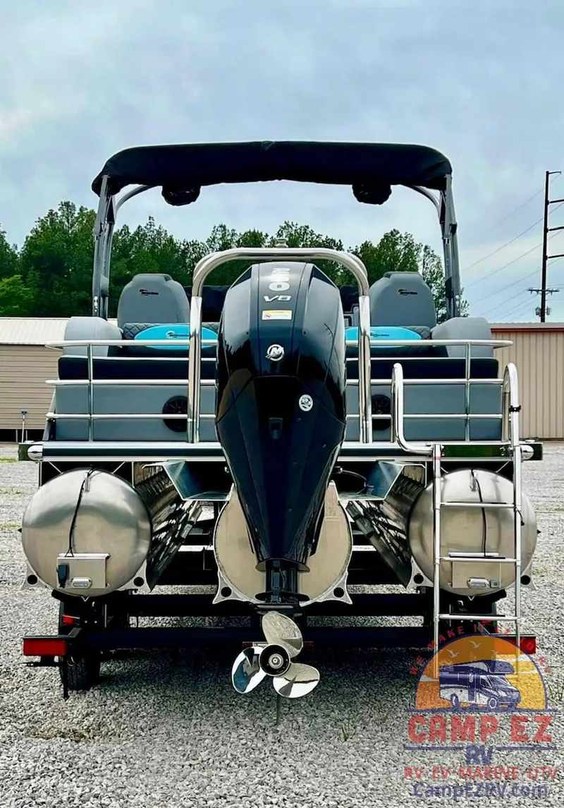 Slide: The Image of 2024 Massimo Marine T-25 Ultra Lounger pontoon boat with outboard motor. - 3